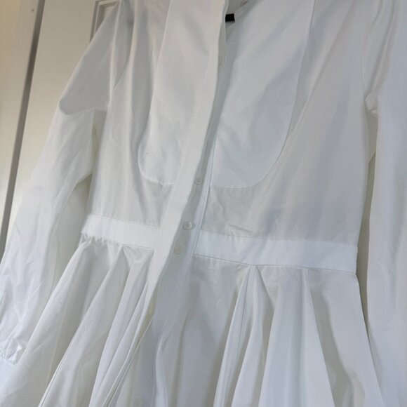 NWT Alexander McQueen Mini Shirt Dress Band Collar Fit And Flare White Poplin - Picture 5 of 12